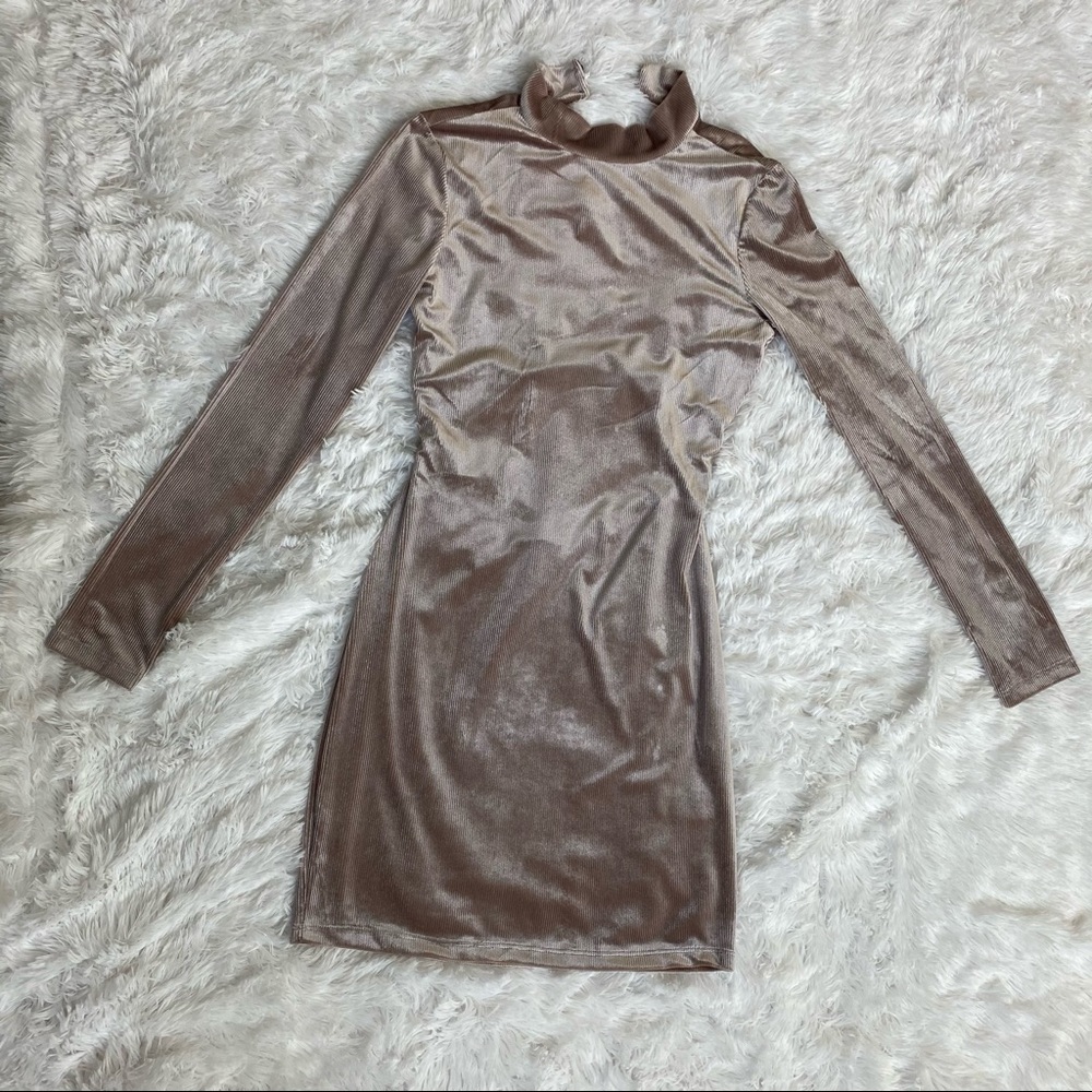 Fashion Nova Velvet Cupcake Dress Taupe, Worn Once
